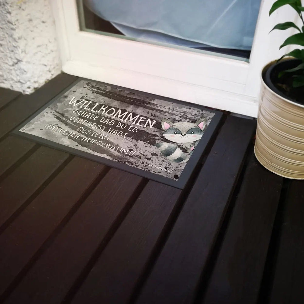 Fussmatte Spruch Waschbär Willkommen schade dass du es verpasst hast - Sunnywall - Individualität trifft Design