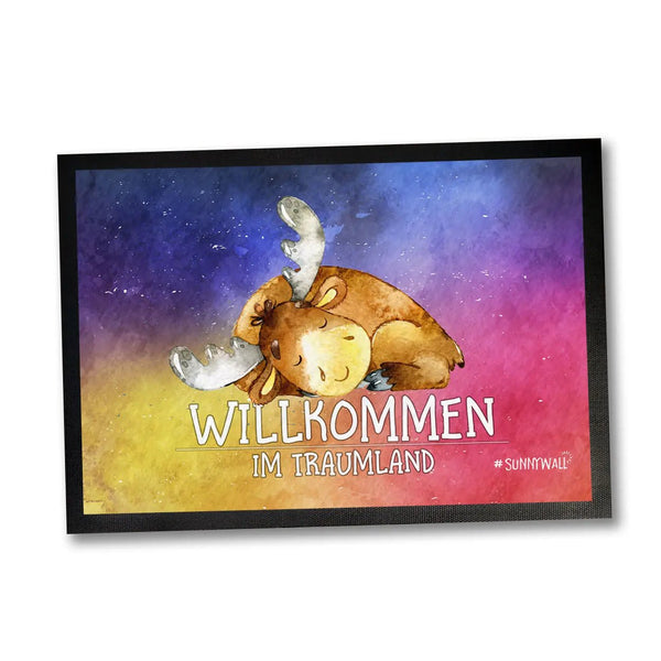 Fussmatte Willkommen Elch Willkommen im Traumland - Sunnywall - Individualität trifft Design
