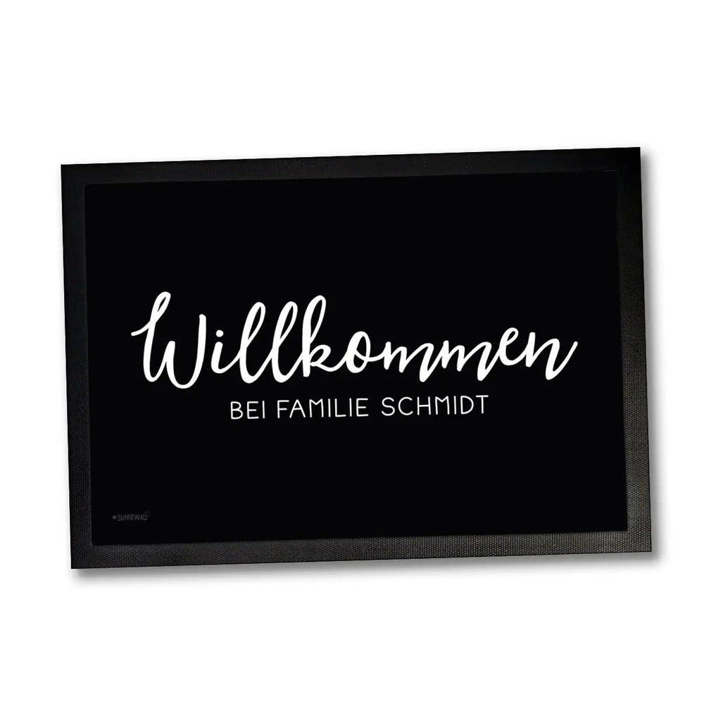 Fussmatte Willkommen Familie personalisiert mit Wunschnamen - Sunnywall - Individualität trifft Design
