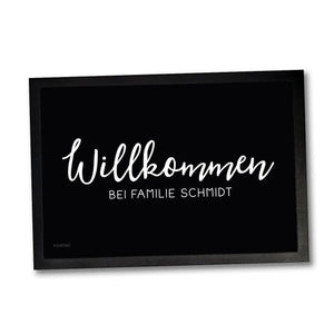 Fussmatte Willkommen Familie personalisiert mit Wunschnamen - Sunnywall - Individualität trifft Design