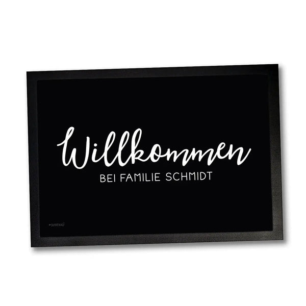 Fussmatte Willkommen Familie personalisiert mit Wunschnamen - Sunnywall - Individualität trifft Design
