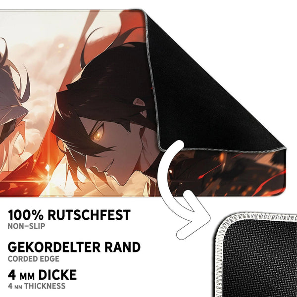 Gaming Mauspad XXL Anime Fight 90x40 | 80x30 | 45x40 cm PREMIUM-DICKE 4 MM - Sunnywall - Individualität trifft Design