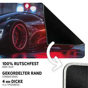 Gaming Mauspad XXL Black Red Car PREMIUM-DICKE 4 MM - Sunnywall - Individualität trifft Design