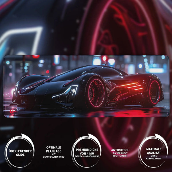 Gaming Mauspad XXL Black Red Car PREMIUM-DICKE 4 MM - Sunnywall - Individualität trifft Design