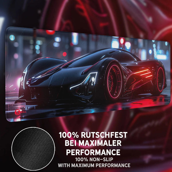 Gaming Mauspad XXL Black Red Car PREMIUM-DICKE 4 MM - Sunnywall - Individualität trifft Design