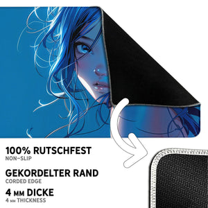Gaming Mauspad XXL Blue Girl 90x40 | 80x30 | 45x40 cm PREMIUM-DICKE 4 MM - Sunnywall - Individualität trifft Design