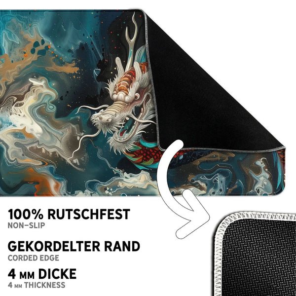 Gaming Mauspad XXL Chinese Dragon 90x40 | 80x30 | 45x40 cm 4mm Premiumdicke - Sunnywall - Individualität trifft Design
