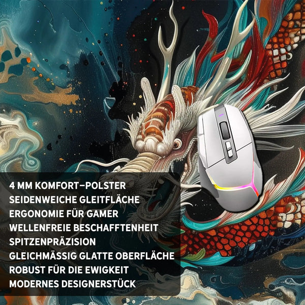 Gaming Mauspad XXL Chinese Dragon 90x40 | 80x30 | 45x40 cm 4mm Premiumdicke - Sunnywall - Individualität trifft Design