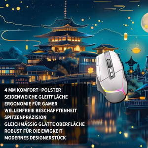 Gaming Mauspad XXL Chinesischer Tempel bei Nacht PREMIUM-DICKE 4 MM - Sunnywall - Individualität trifft Design
