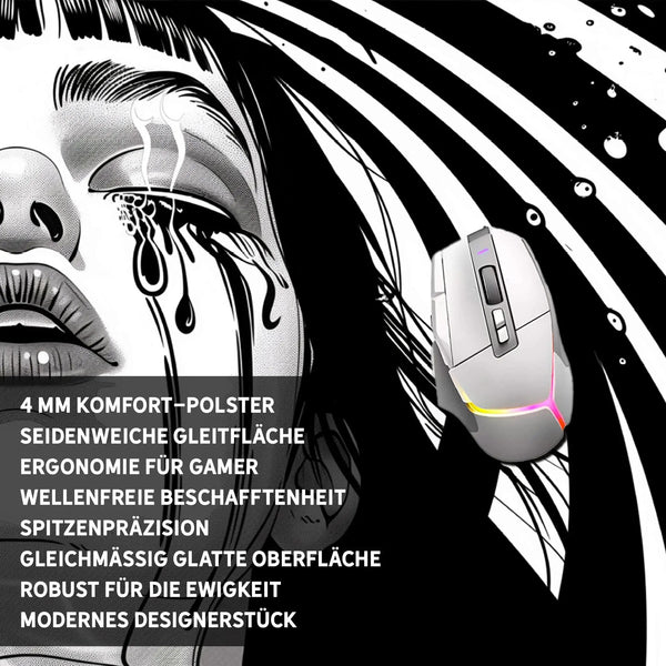 Gaming Mauspad XXL Crying Girl Black n White 90x40 | 80x30 | 45x40 cm 4mm Premium - Sunnywall - Individualität trifft Design