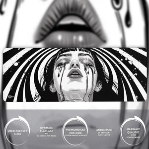 Gaming Mauspad XXL Crying Girl Black n White 90x40 | 80x30 | 45x40 cm 4mm Premium - Sunnywall - Individualität trifft Design
