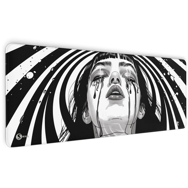 Gaming Mauspad XXL Crying Girl Black n White 90x40 | 80x30 | 45x40 cm 4mm Premium - Sunnywall - Individualität trifft Design