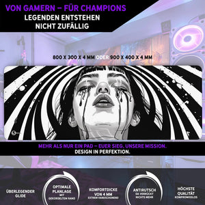 Gaming Mauspad XXL Crying Girl Black n White 90x40 | 80x30 | 45x40 cm 4mm Premium - Sunnywall - Individualität trifft Design