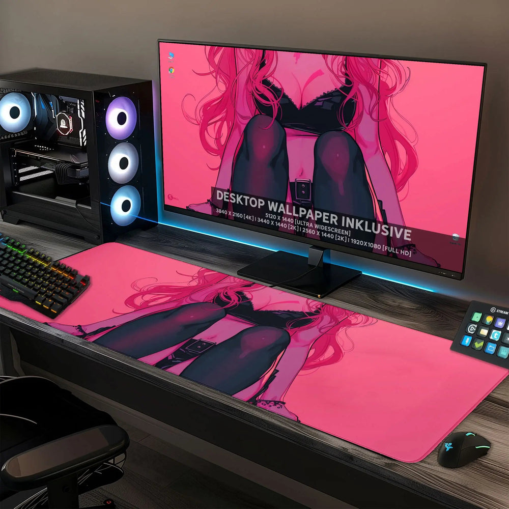 Gaming Mauspad XXL Cute Girl 90x40 cm oder 80x30 cm mit 4 mm Premium-Dicke - Sunnywall - Individualität trifft Design