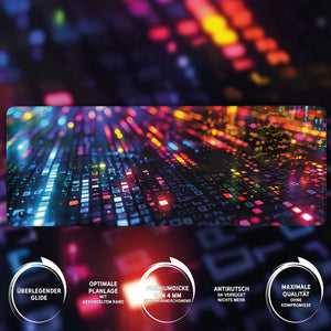 Gaming Mauspad XXL Datamosh Matrix 90x40 | 80x30 | 45x40 cm 4mm rutschfest Premium Dicke - Sunnywall - Individualität trifft Design