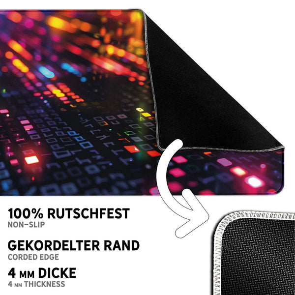 Gaming Mauspad XXL Datamosh Matrix 90x40 | 80x30 | 45x40 cm 4mm rutschfest Premium Dicke - Sunnywall - Individualität trifft Design
