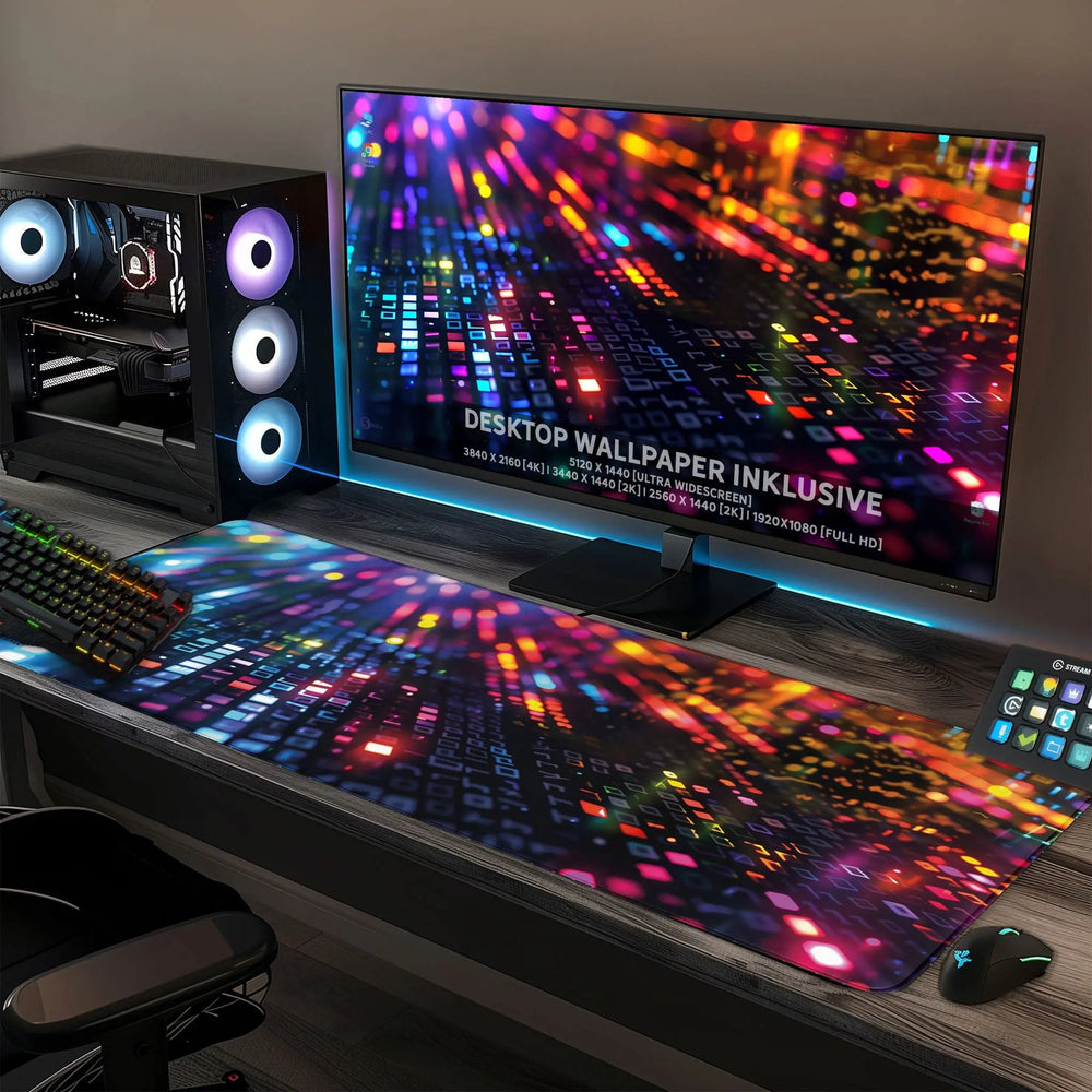Gaming Mauspad XXL Datamosh Matrix 90x40 | 80x30 | 45x40 cm 4mm rutschfest Premium Dicke - Sunnywall - Individualität trifft Design