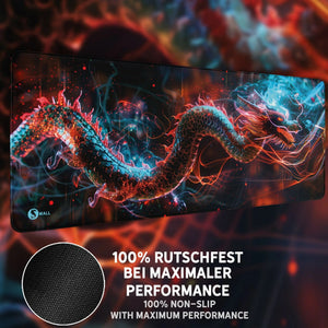Gaming Mauspad XXL Dragon Glow 90x40 | 80x30 | 45x40 cm 4mm Premium Dicke - Sunnywall - Individualität trifft Design