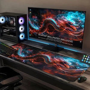 Gaming Mauspad XXL Dragon Glow 90x40 | 80x30 | 45x40 cm 4mm Premium Dicke - Sunnywall - Individualität trifft Design