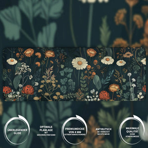 Gaming Mauspad XXL Floral Blumengarten 90x40 | 80x30 | 45x40 cm 4mm Premium Dicke - Sunnywall - Individualität trifft Design