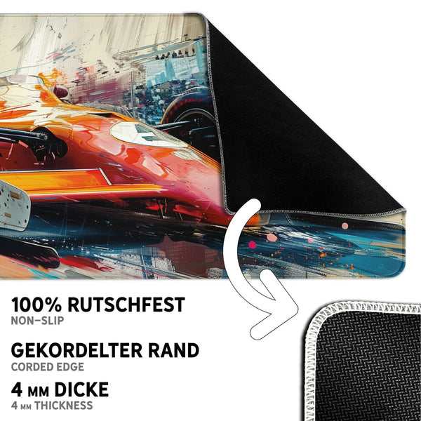 Gaming Mauspad XXL Formel 1 F1 Rennwagen 90x40 | 80x30 | 45x40 cm 4mm Premium - Sunnywall - Individualität trifft Design