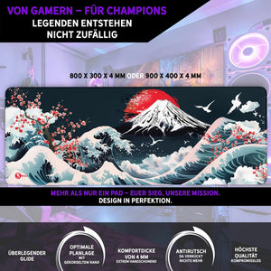Gaming Mauspad XXL Fujiyama Sakura 90x40 | 80x30 | 45x40 cm 4mm Premium - Sunnywall - Individualität trifft Design
