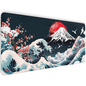Gaming Mauspad XXL Fujiyama Sakura 90x40 | 80x30 | 45x40 cm 4mm Premium - Sunnywall - Individualität trifft Design