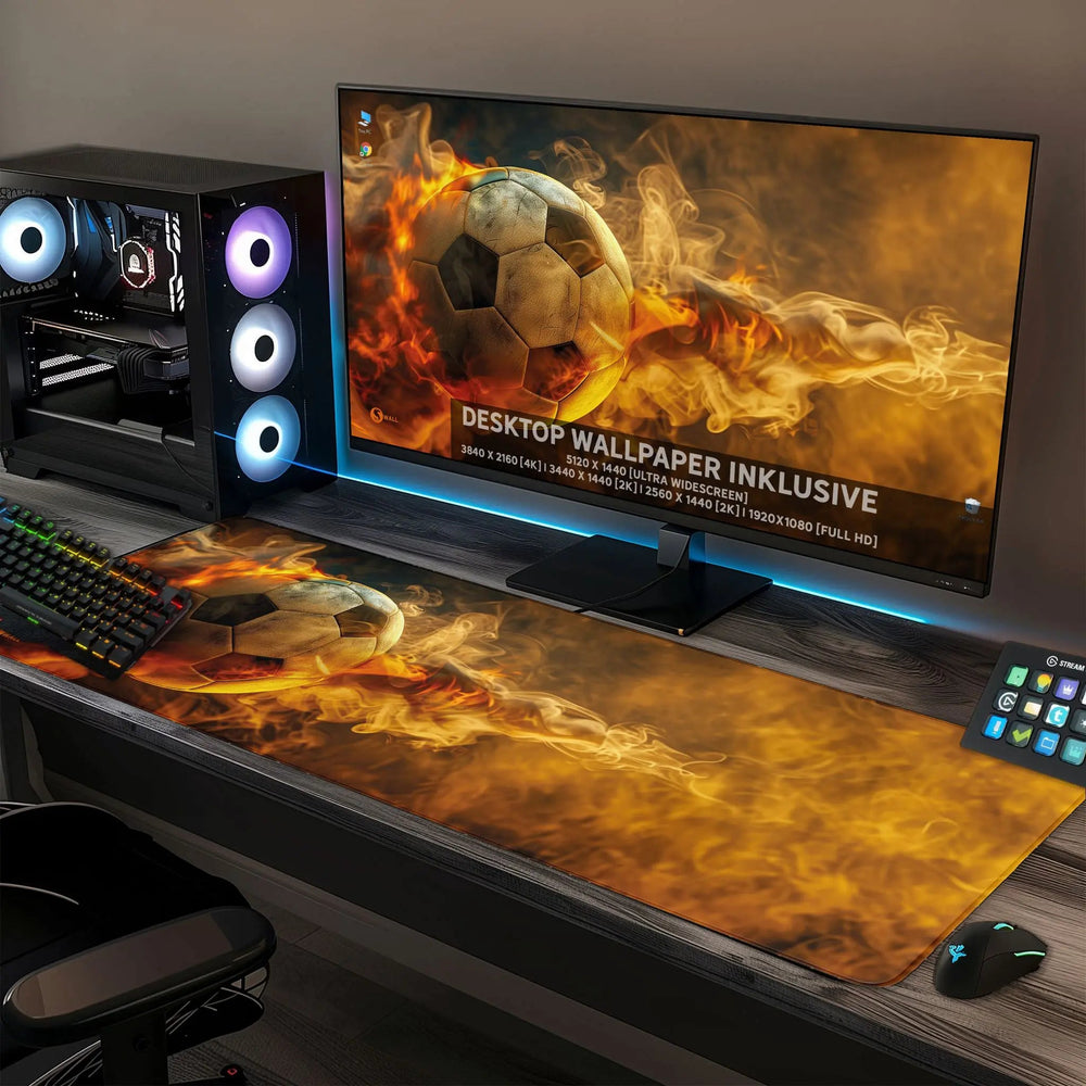 Gaming Mauspad XXL Fussball Hot 90x40 | 80x30 | 45x40 cm PREMIUM-DICKE 4 MM - Sunnywall - Individualität trifft Design