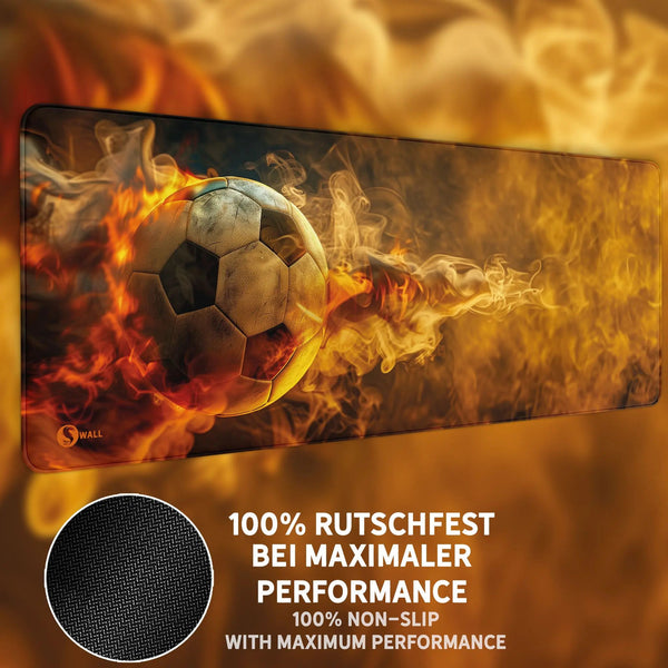 Gaming Mauspad XXL Fussball Hot 90x40 | 80x30 | 45x40 cm PREMIUM-DICKE 4 MM - Sunnywall - Individualität trifft Design