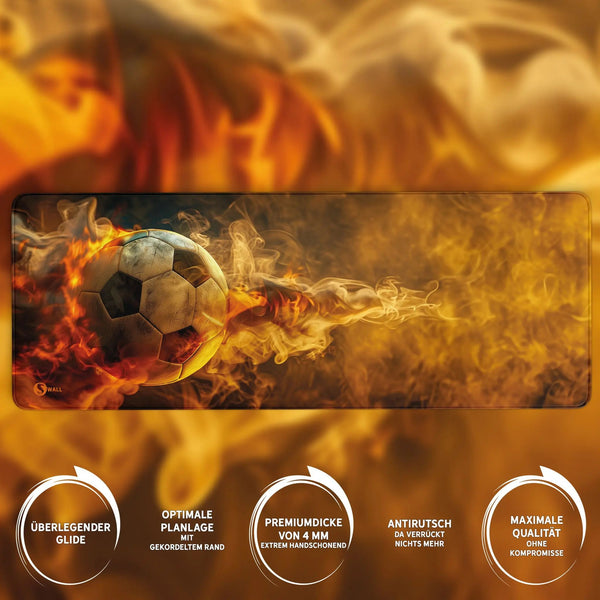 Gaming Mauspad XXL Fussball Hot 90x40 | 80x30 | 45x40 cm PREMIUM-DICKE 4 MM - Sunnywall - Individualität trifft Design