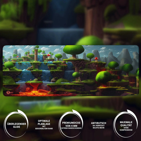 Gaming Mauspad XXL Game 2d World Jump´n Run 90x40 | 80x30 | 45x40 cm PREMIUM-DICKE 4 MM - Sunnywall - Individualität trifft Design