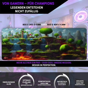 Gaming Mauspad XXL Game 2d World Jump´n Run 90x40 | 80x30 | 45x40 cm PREMIUM-DICKE 4 MM - Sunnywall - Individualität trifft Design