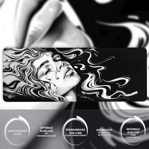 Gaming Mauspad XXL Ink Girl Premium 4mm dick - Sunnywall - Individualität trifft Design