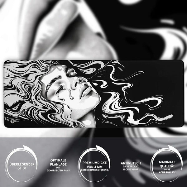 Gaming Mauspad XXL Ink Girl Premium 4mm dick - Sunnywall - Individualität trifft Design
