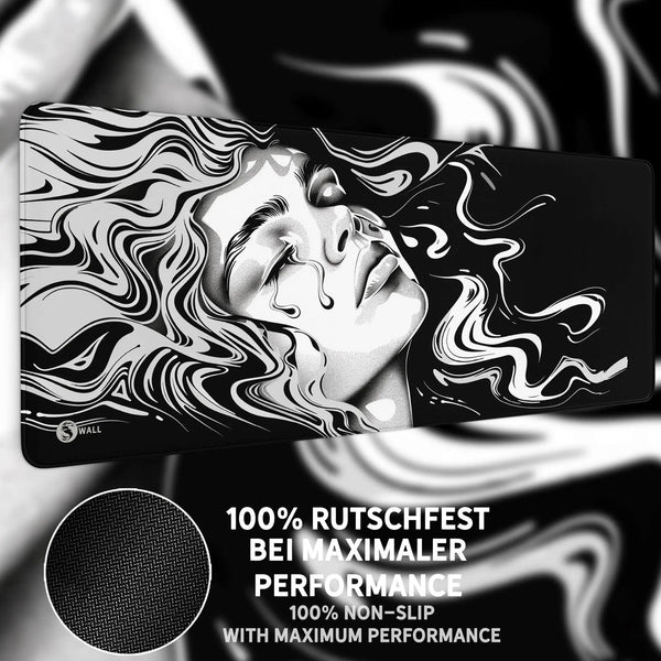 Gaming Mauspad XXL Ink Girl Premium 4mm dick - Sunnywall - Individualität trifft Design