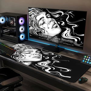 Gaming Mauspad XXL Ink Girl Premium 4mm dick - Sunnywall - Individualität trifft Design