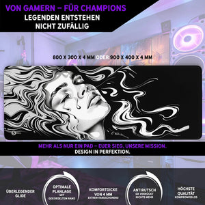 Gaming Mauspad XXL Ink Girl Premium 4mm dick - Sunnywall - Individualität trifft Design