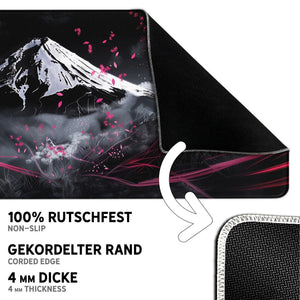 Gaming Mauspad XXL Japanese Mountain Sakura 90x40 | 80x30 | 45x40 cm 4 mm Premium-Dicke - Sunnywall - Individualität trifft Design
