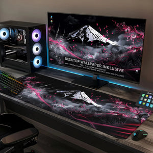Gaming Mauspad XXL Japanese Mountain Sakura 90x40 | 80x30 | 45x40 cm 4 mm Premium-Dicke - Sunnywall - Individualität trifft Design