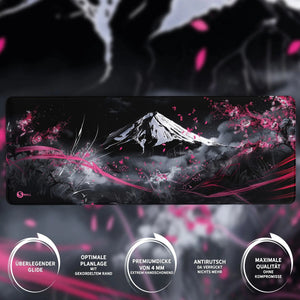 Gaming Mauspad XXL Japanese Mountain Sakura 90x40 | 80x30 | 45x40 cm 4 mm Premium-Dicke - Sunnywall - Individualität trifft Design