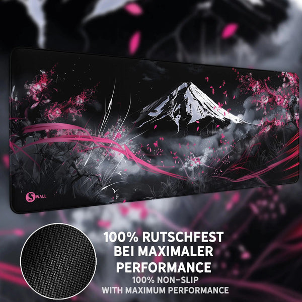Gaming Mauspad XXL Japanese Mountain Sakura 90x40 | 80x30 | 45x40 cm 4 mm Premium-Dicke - Sunnywall - Individualität trifft Design