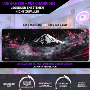 Gaming Mauspad XXL Japanese Mountain Sakura 90x40 | 80x30 | 45x40 cm 4 mm Premium-Dicke - Sunnywall - Individualität trifft Design