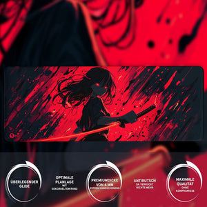 Gaming Mauspad XXL Katana Demon 90x40 | 80x30 | 45x40 cm 4mm Premiumdicke - Sunnywall - Individualität trifft Design