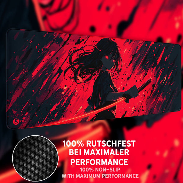 Gaming Mauspad XXL Katana Demon 90x40 | 80x30 | 45x40 cm 4mm Premiumdicke - Sunnywall - Individualität trifft Design