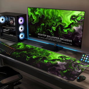 Gaming Mauspad XXL Liquid schwarz grün 90Degree PREMIUM-DICKE 4 MM - Sunnywall - Individualität trifft Design