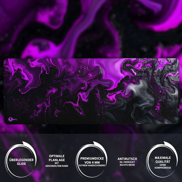 Gaming Mauspad XXL Liquid Schwarz Purpur 90Degree 4mm Premium - Sunnywall - Individualität trifft Design