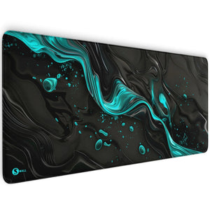 Gaming Mauspad XXL Liquid Stripe schwarz hellblau 90x40 | 80x30 | 45x40 cm PREMIUM-DICKE 4 MM - Sunnywall - Individualität trifft Design