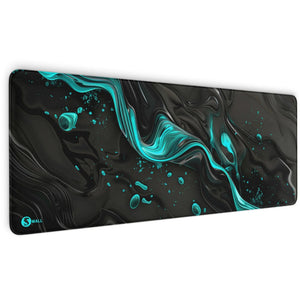 Gaming Mauspad XXL Liquid Stripe schwarz hellblau 90x40 | 80x30 | 45x40 cm PREMIUM-DICKE 4 MM - Sunnywall - Individualität trifft Design