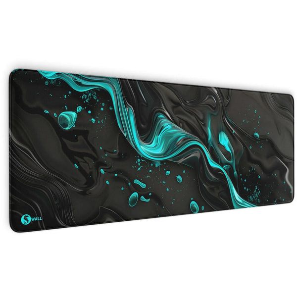 Gaming Mauspad XXL Liquid Stripe schwarz hellblau 90x40 | 80x30 | 45x40 cm PREMIUM-DICKE 4 MM - Sunnywall - Individualität trifft Design