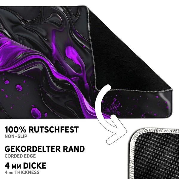 Gaming Mauspad XXL Liquid Stripe schwarz purpur 90x40 | 80x30 | 45x40 cm PREMIUM-DICKE 4 MM - Sunnywall - Individualität trifft Design